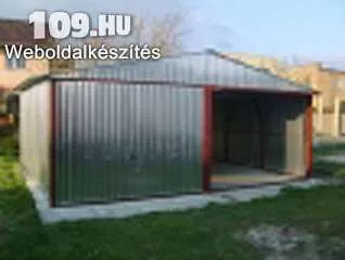 Apróhirdetés, Kétállásos nyeregtetős horganyzottlemez obil garázs 6m x 5m billenő kapuval